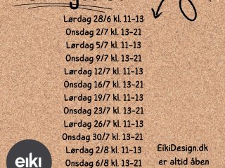 bningstider i popup shoppen henover sommeren