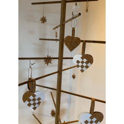 Eiki flettet julehjerte i kork, natur