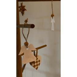 Eiki juleengel til ophng i kork, hvid