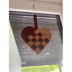 Eiki flettet julehjerte i kork, mrkerd/natur