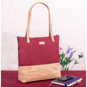 Stor taske i kork, rd/natur