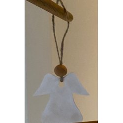 Eiki juleengel til ophng i kork, hvid