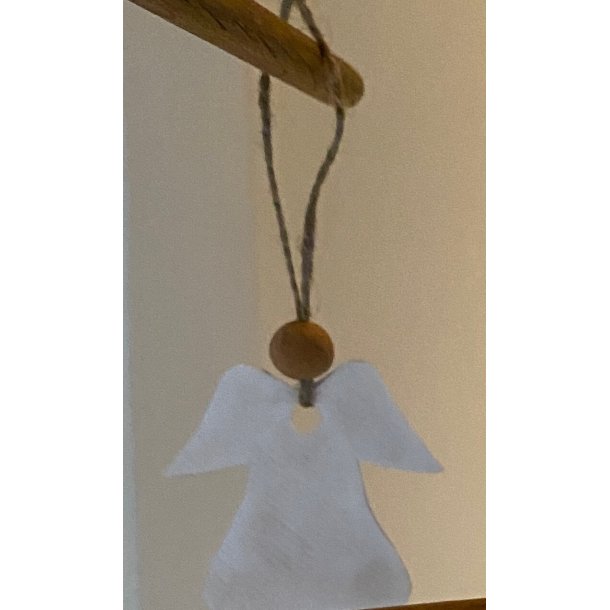 Eiki juleengel til ophng i kork, hvid