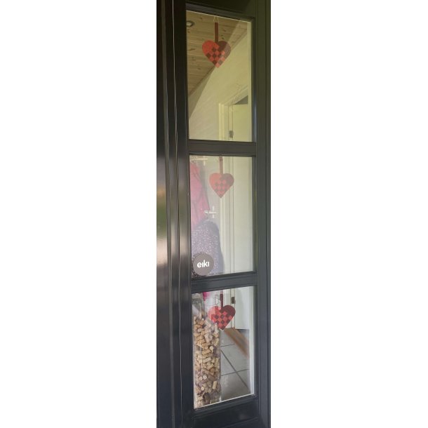 Eiki flettet julehjerte i kork, rd/mrkerd