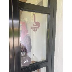 Eiki flettet julehjerte i kork, mrkerd/gr