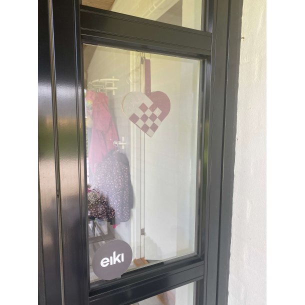 Eiki flettet julehjerte i kork, mrkerd/gr