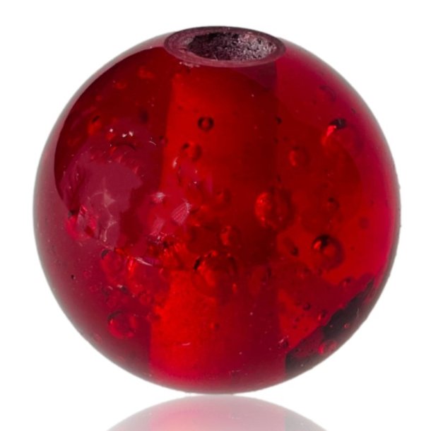MyCandle tilbeh�r - kugle i r�dt glas med dr�ber, 3 cm