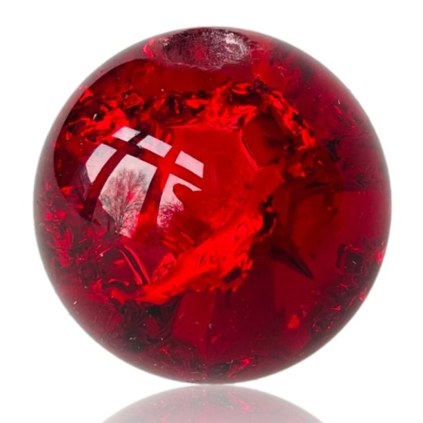MyCandle tilbehr - kugle i rd knust glas, 3 cm