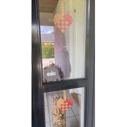 Eiki flettet julehjerte i kork, rd/natur