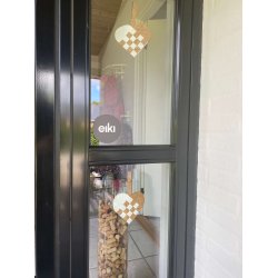 Eiki flettet julehjerte i kork, hvid/natur