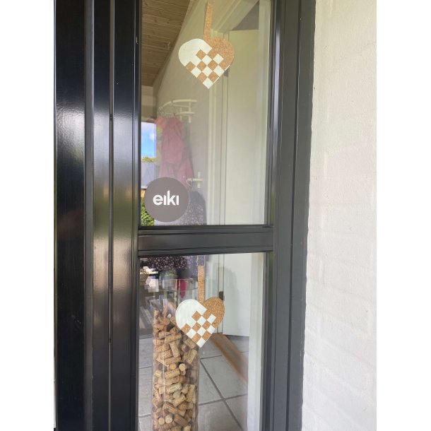 Eiki flettet julehjerte i kork, hvid/natur