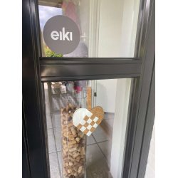 Eiki flettet julehjerte i kork, hvid/natur