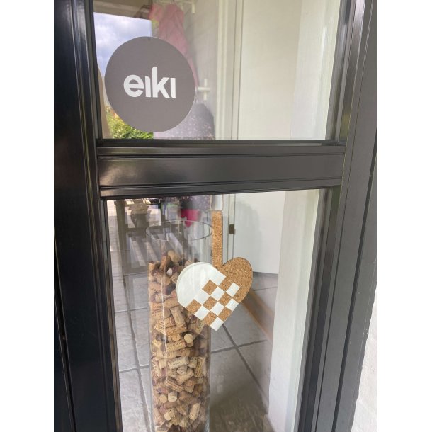 Eiki flettet julehjerte i kork, hvid/natur
