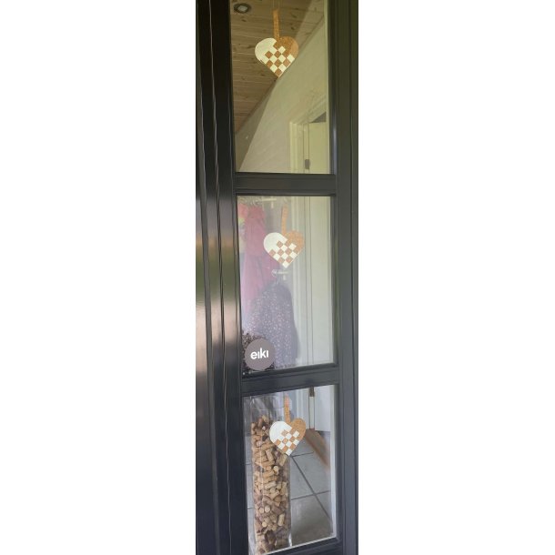 Eiki flettet julehjerte i kork, hvid/natur