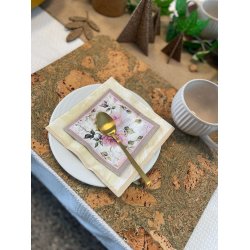 Dkkeserviet i naturkork med grnt mnster, aflang