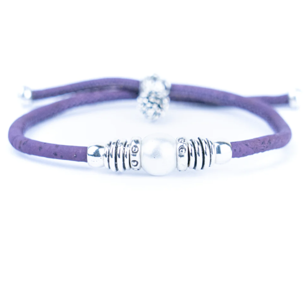 Armbnd i lilla kork med perle