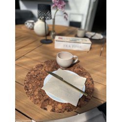 D�kkeserviet i kork, brun, 36 cm, rund
