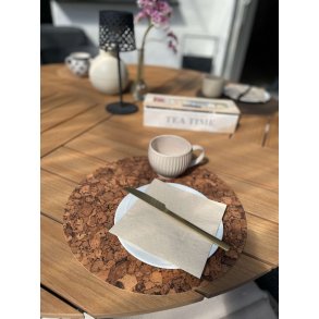 D�kkeserviet i kork, brun, 36 cm, rund
