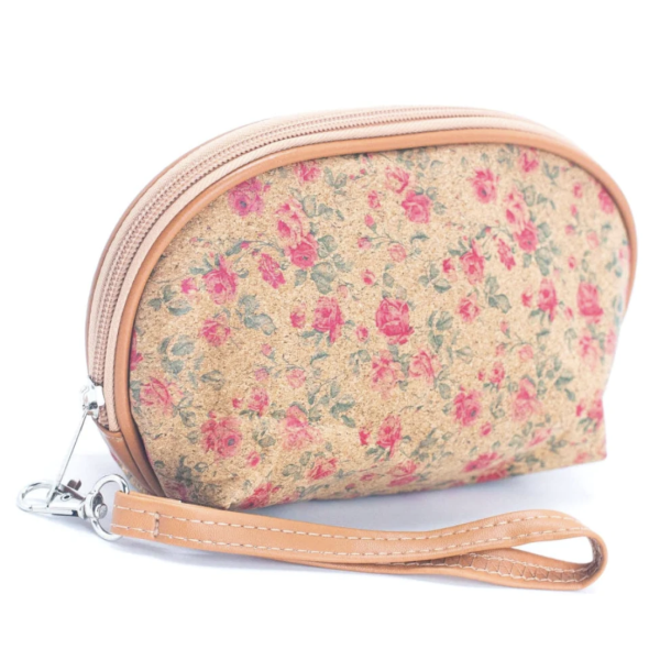 Clutch i kork med sart blomstermotiv