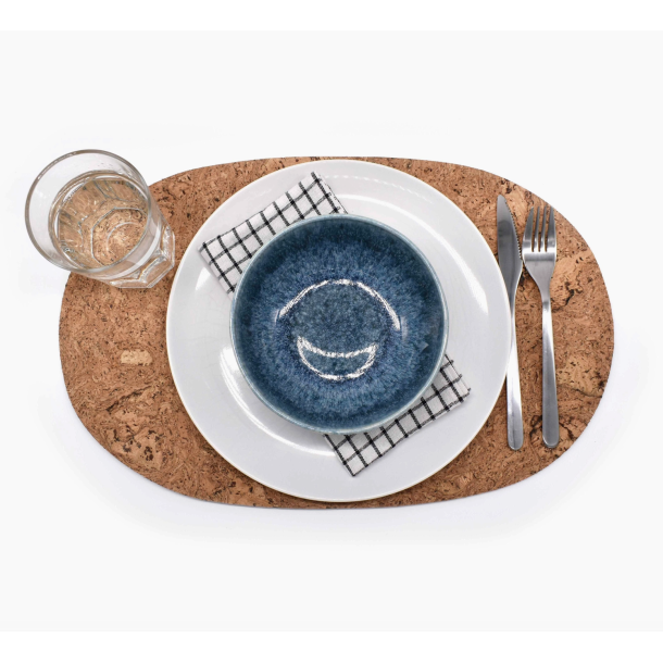 Dkkeserviet i kork, naturfarve, aflang/oval