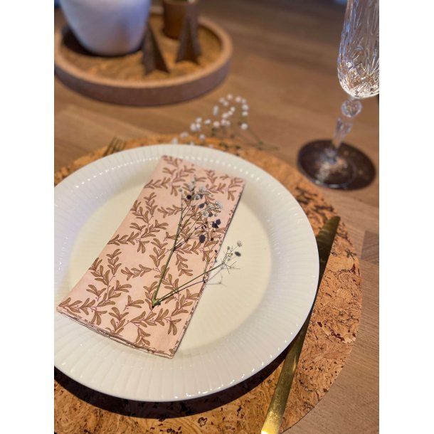 Dkkeserviet kork, naturfarve, rund