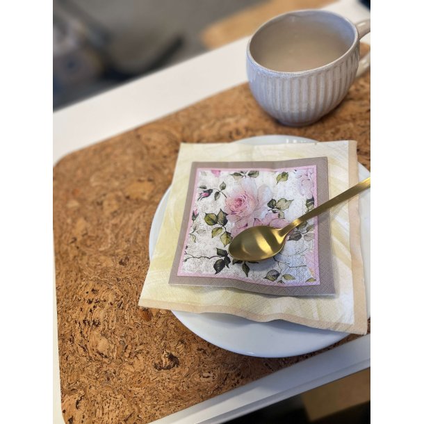 Dkkeserviet i kork, naturmnster, aflang