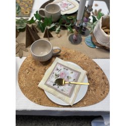Dkkeserviet i natur kork, oval
