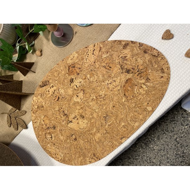 Dkkeserviet i natur kork, oval