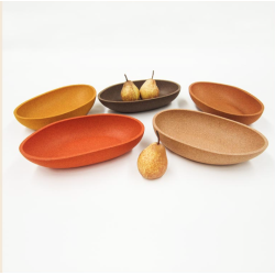 Oval skl i kork, gul