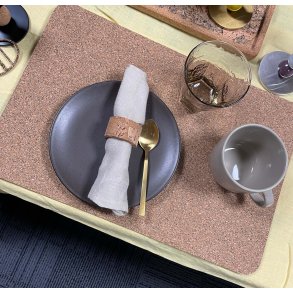 D�kkeserviet i kork med naturm�nster, aflang