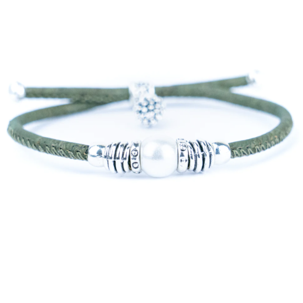 Armbnd i kakigrn med perle