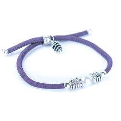 Armbnd i lilla kork med perle