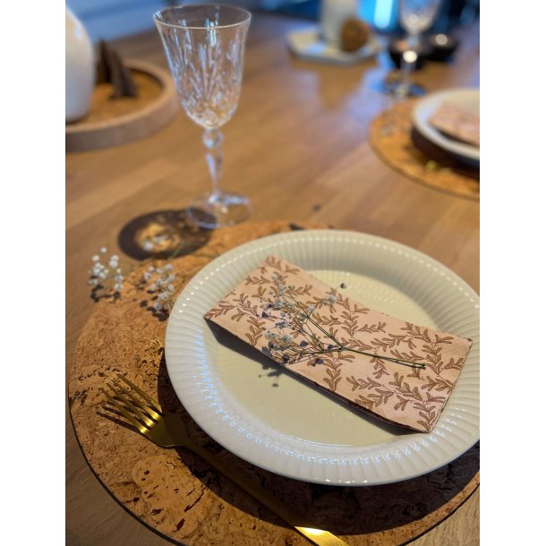 Dkkeserviet kork, naturfarve, rund