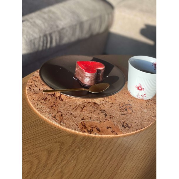 D�kkeserviet i kork, naturfarve, rund 30 cm