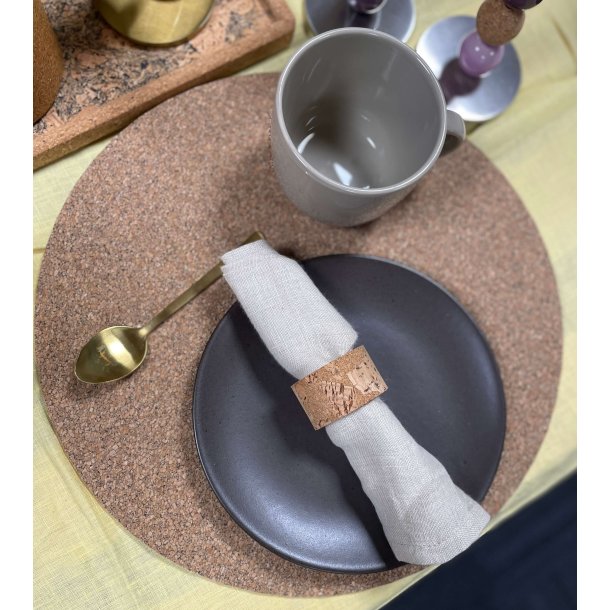 D�kkeserviet i kork med naturm�nster, rund