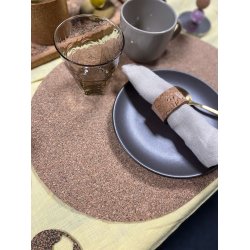 D�kkeserviet i kork med naturm�nster, oval