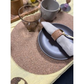 D�kkeserviet i kork med naturm�nster, oval