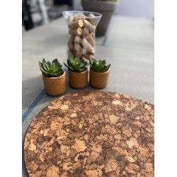 Dkkeserviet i brunt kork, oval 