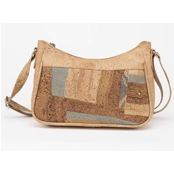 Taske i kork med blt, cognac og natur mnster