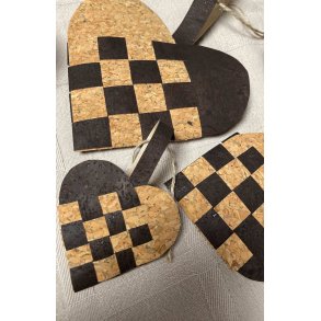 Eiki flettet julehjerte i kork, mrkebrun/natur