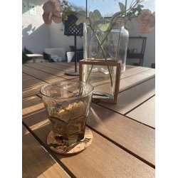 Glasbrikker i natur kork med gr�nt m�nster, runde, 4 stk.