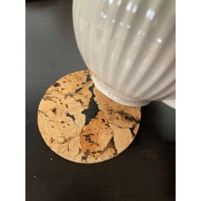 Glasbrikker i natur kork med sort mnster, runde, 4 stk.