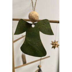 Eiki juleengel til ophng i kork, grn