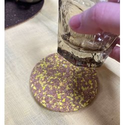 Glasbrik i kork og genanvendt EVA, gul og rund