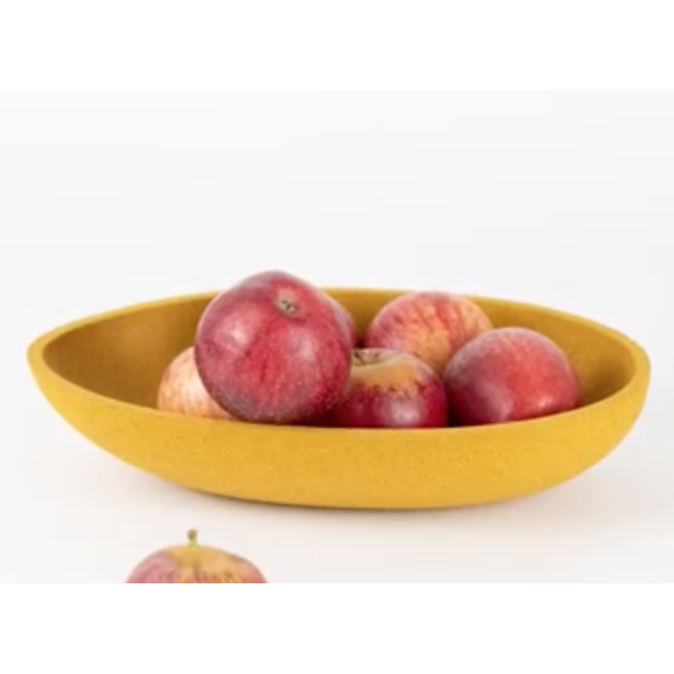 Oval skl i kork, gul