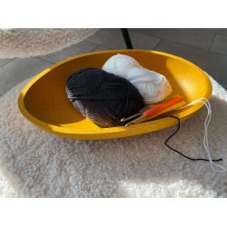 Oval skl i kork, gul