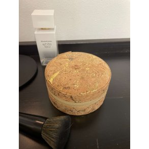 Smykkeskrin i kork med guldnister, rund