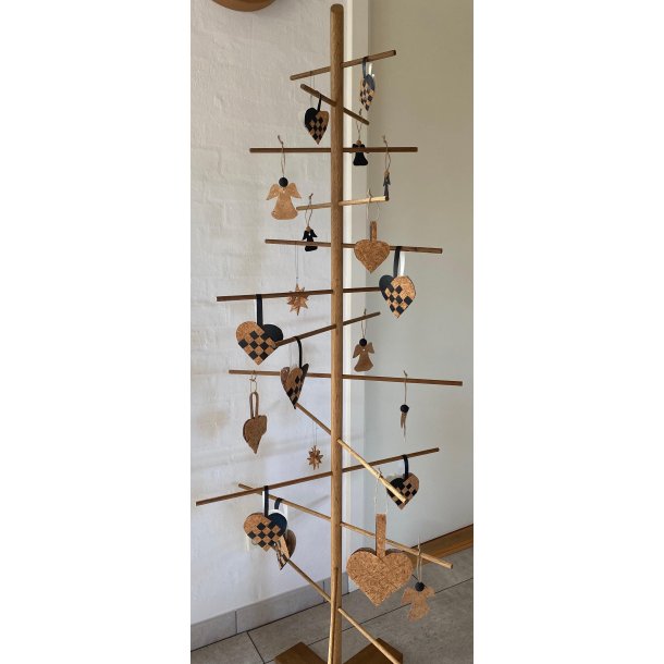 Eiki flettet julehjerte i kork, natur