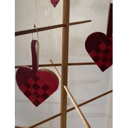 Eiki flettet julehjerte i kork, rd/mrkerd