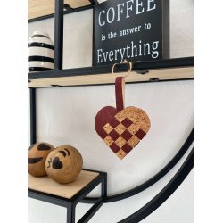 Eiki flettet julehjerte i kork, mrkerd/natur